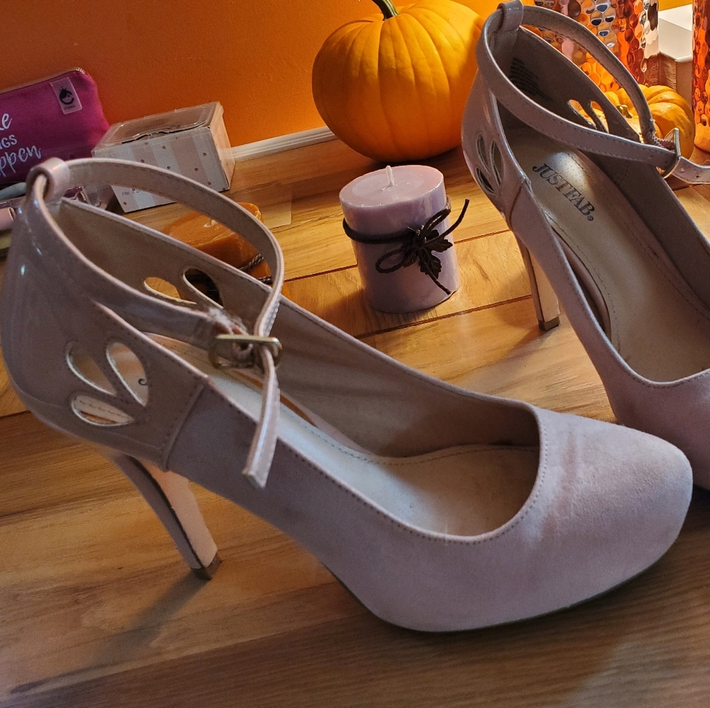 Nude heel with ankle strap